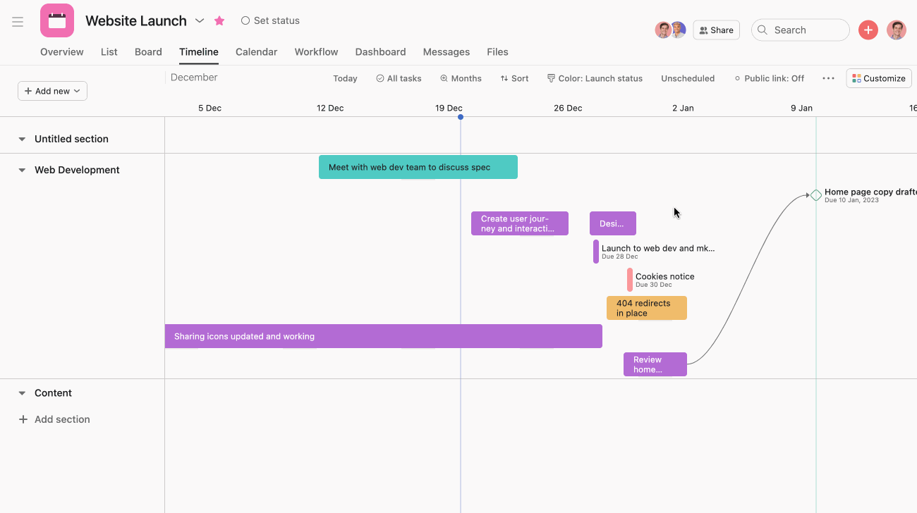 Timeline View In Asana • Asana Product Guide